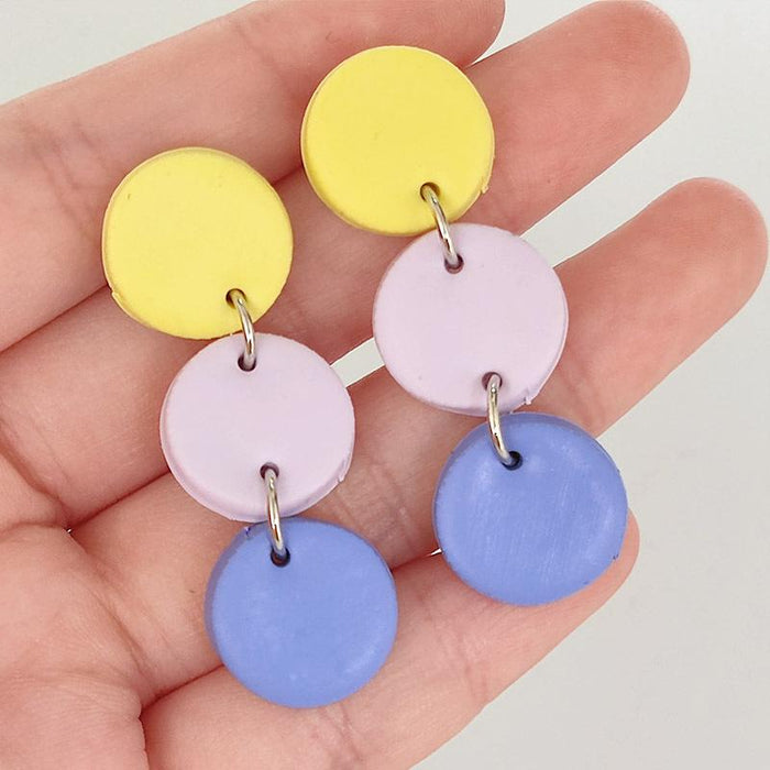 New Summer Light Color Handmade Soft Pottery Earrings