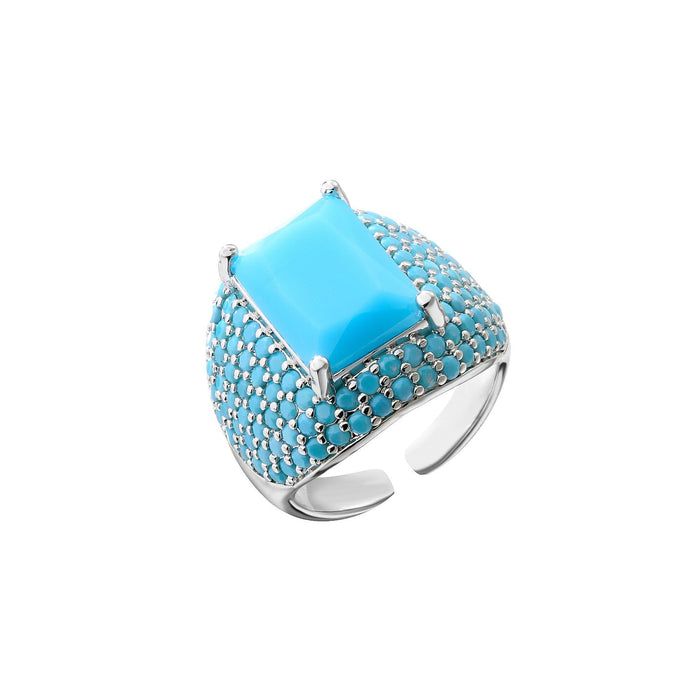 Colourful Square Zircon Inlaid Ring