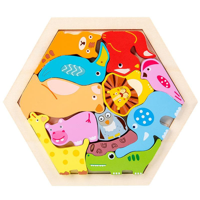 Children's Wooden Three-dimensional Cartoon Puzzle Toy