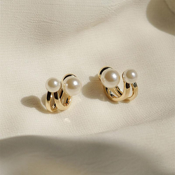 Double Hoop Pearl Earrings