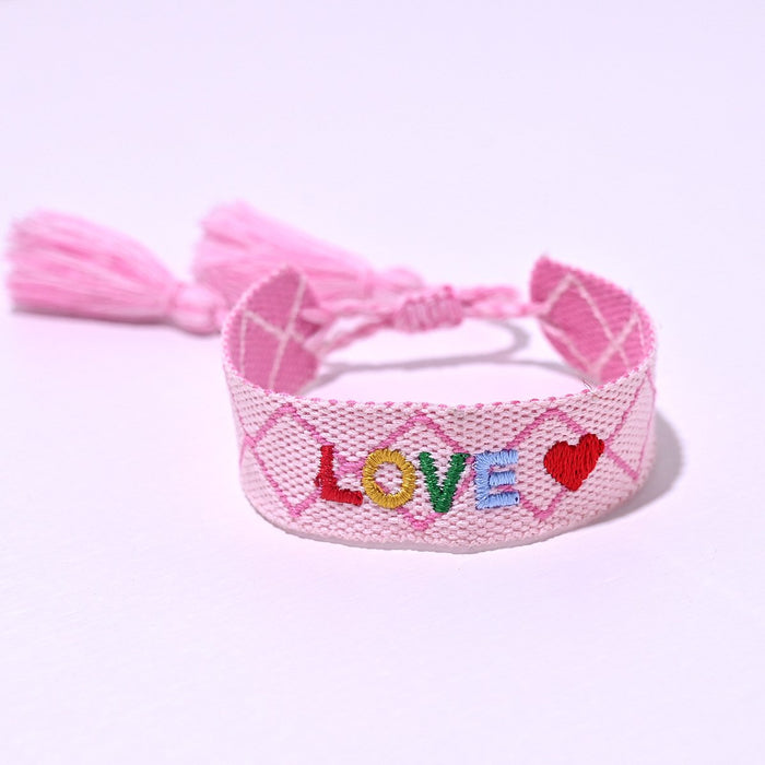 Bohemian Handmade Embroidery LOVE Letter Bracelet