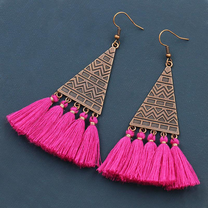 Vintage Tassel Earrings Women's Bohemian Long Pendant Earrings