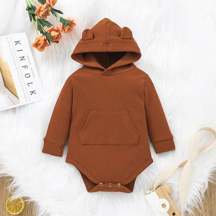 Kids Solid Color Bear Romper