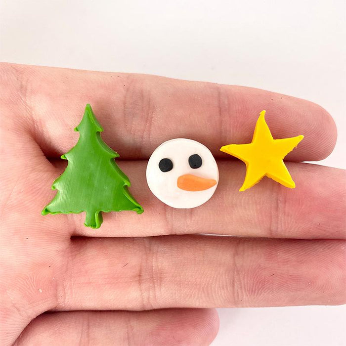 Soft pottery Snowman star gold foil simple handmade earrings set