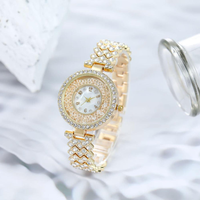 Women Watch Rhinestone Steel Quartz Fashion Wristwatch LLZ13881