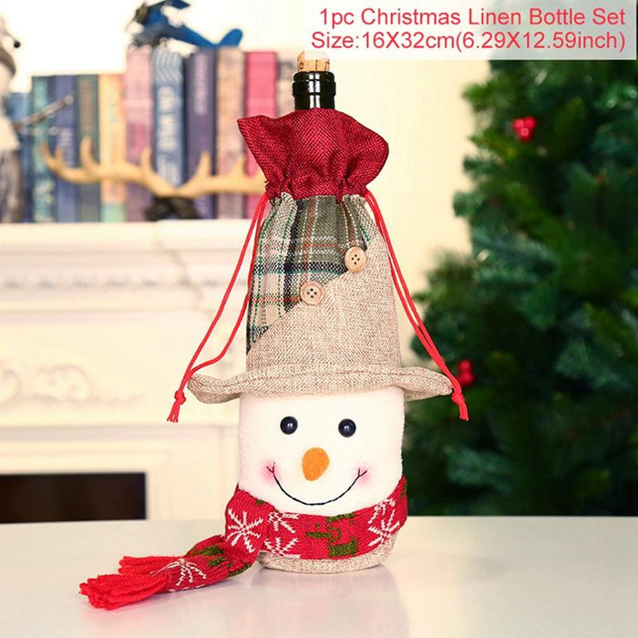 Christmas Decorations For Home Santa Claus Wine Bottle Cover