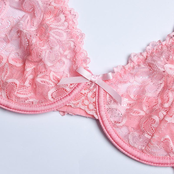 Fashion Lace Stitching Underwear Garter Three-piece Set