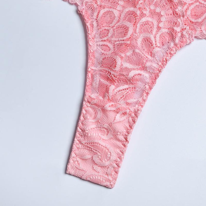 Fashion Lace Stitching Underwear Garter Three-piece Set