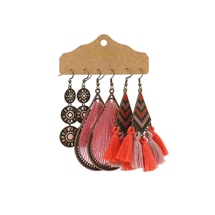 Geometric Bohemian National Style Fashion Big Circle Tassel Earrings