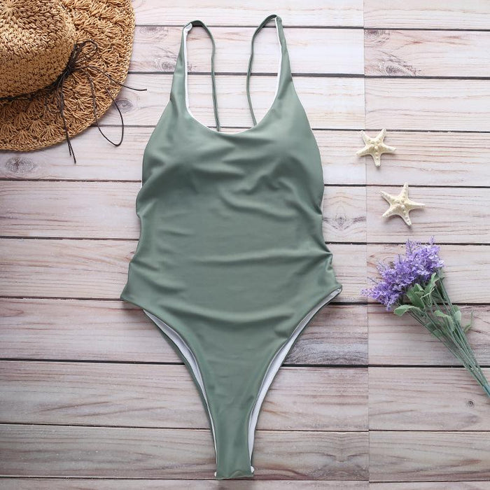 Sexy Simple Solid Color One-piece Bikini Swimsuit