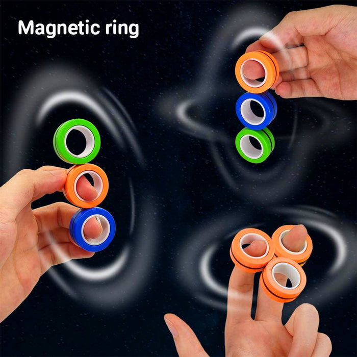 3-pack of fun fidget spinner toy magnetic finger rings