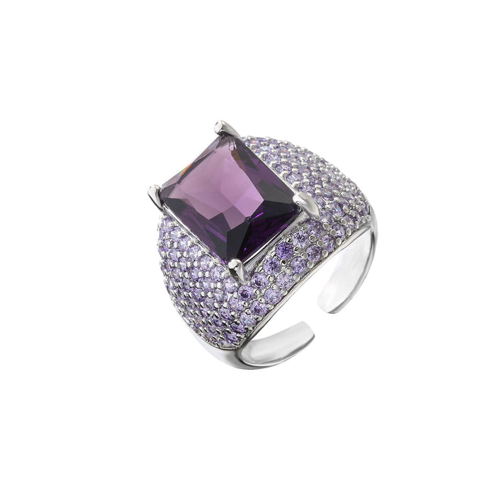 Colourful Square Zircon Inlaid Ring