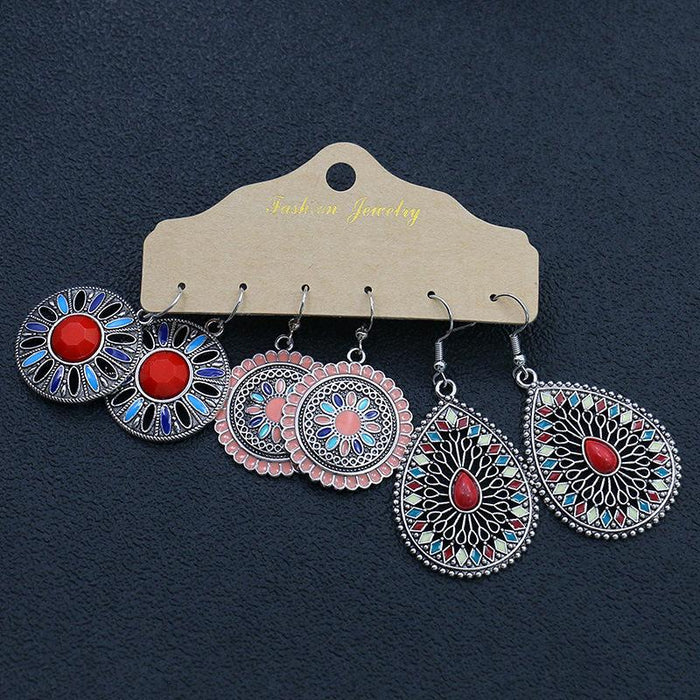 Flower Circle Earring Set female