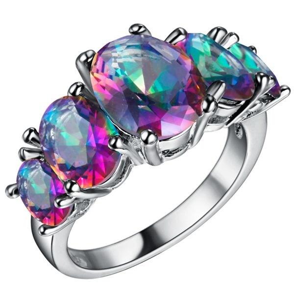 Luxury Stones Women Jewelry Purple /Mix-colour Zircon Rings