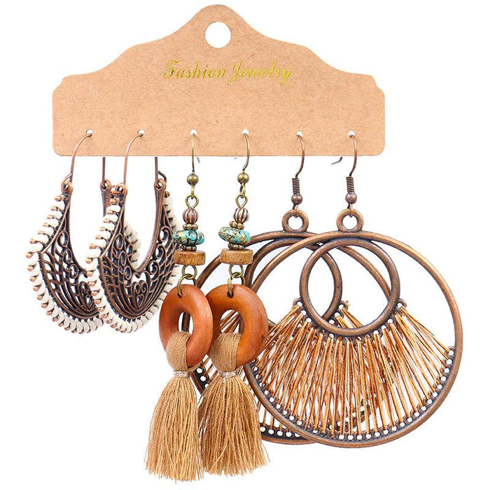 Geometric Bohemian National Style Fashion Big Circle Tassel Earrings