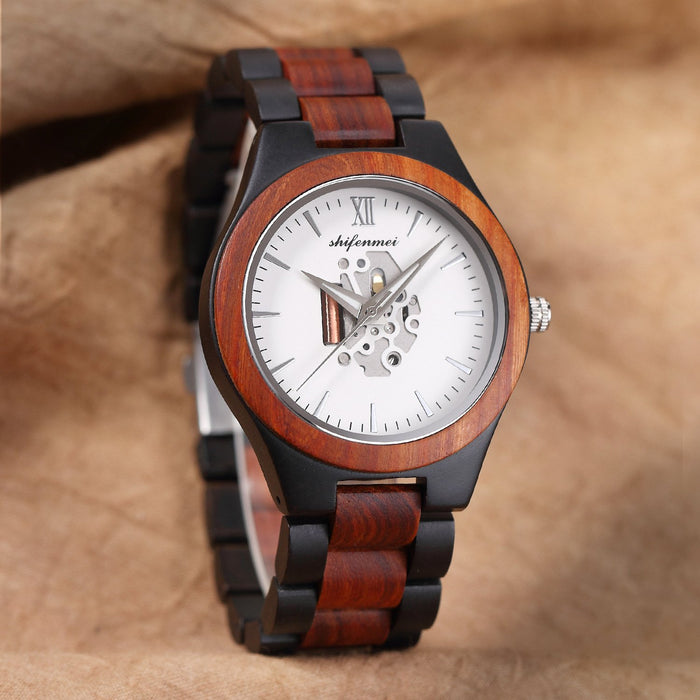 New Men's Hollow Wooden Watch Wooden Quartz Watch