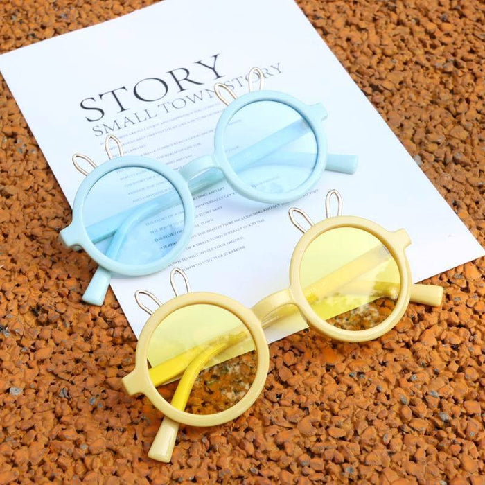 Children's Sunglasses lovely round frame rabbit ear glasses