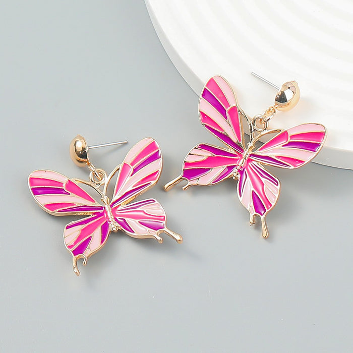 New Bohemian Style Butterfly Oil Dropping Earrings