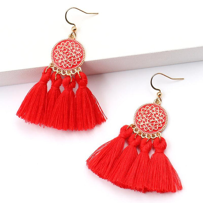 Boho Chic Brilliant Multicoloured Tassel Earrings