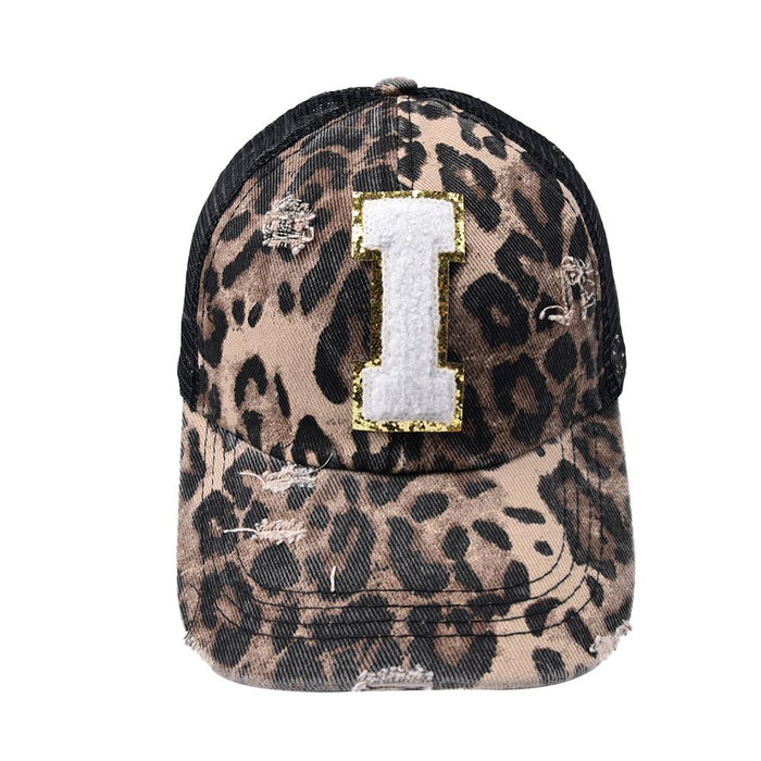 26 Letters Leopard Print Baseball Cap