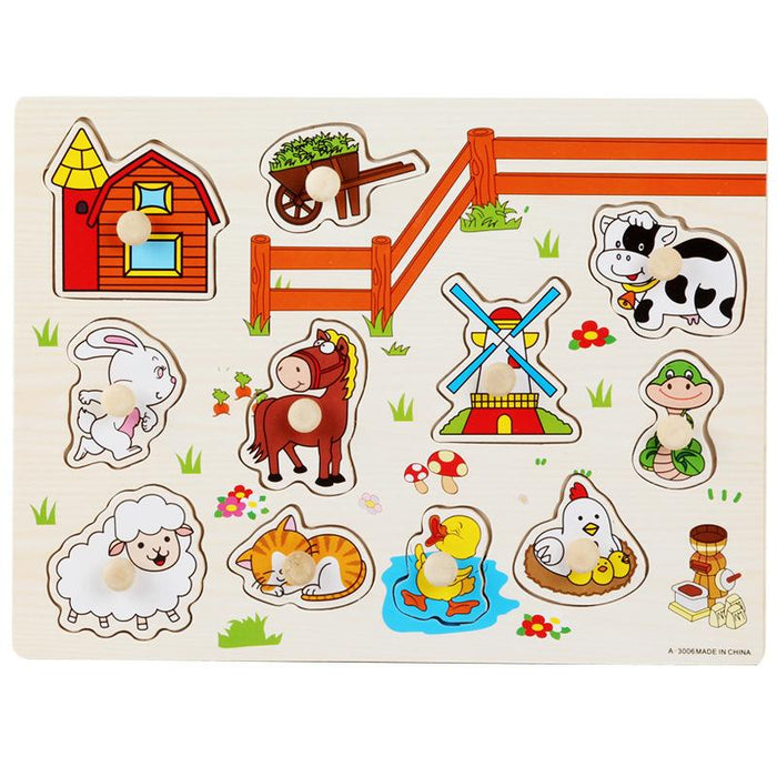 Children's Wooden Animal Letter Stereo Puzzle Toy