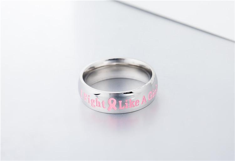 Fashion Creative Pink English Letter Bow Stainless Steel Ring