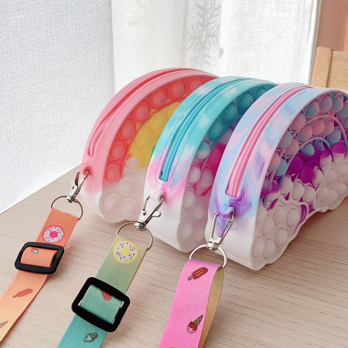 Rainbow Cloud Coin Purse Toy Silicone Diagonal Span