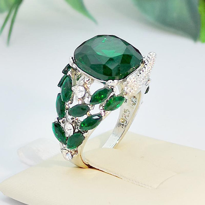 Popular Jewelry Green Leaf Bird Ring