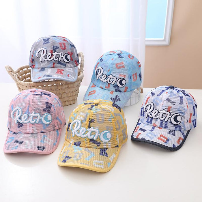 Summer 3D Embroidery English Alphabet Children's Mesh Hat