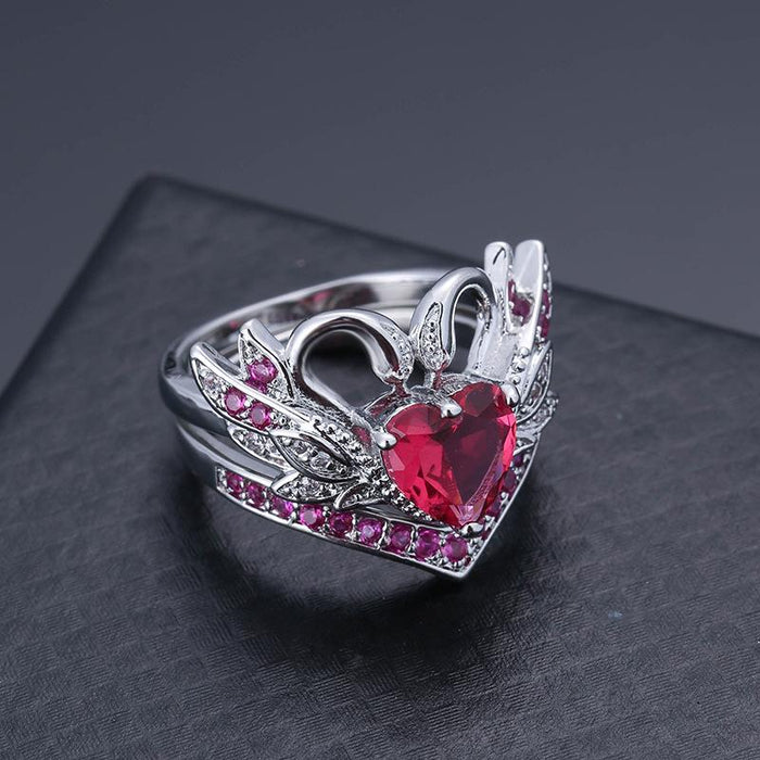 Fashion Women Heart  Zircon Couple Rings