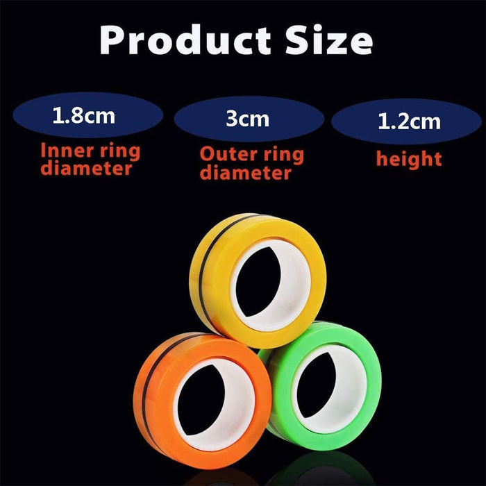 3-pack of fun fidget spinner toy magnetic finger rings