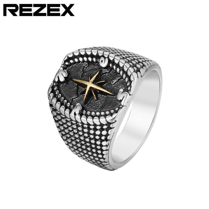 Cross Compass Men's Retro Personalized Titanium Steel Ring