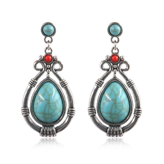 New Fashion Retro Palace Water Drop Alloy Earrings Jewelry