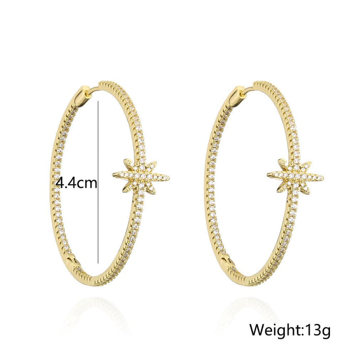 New Exaggerated Gold Color Zircon Statement Earrings