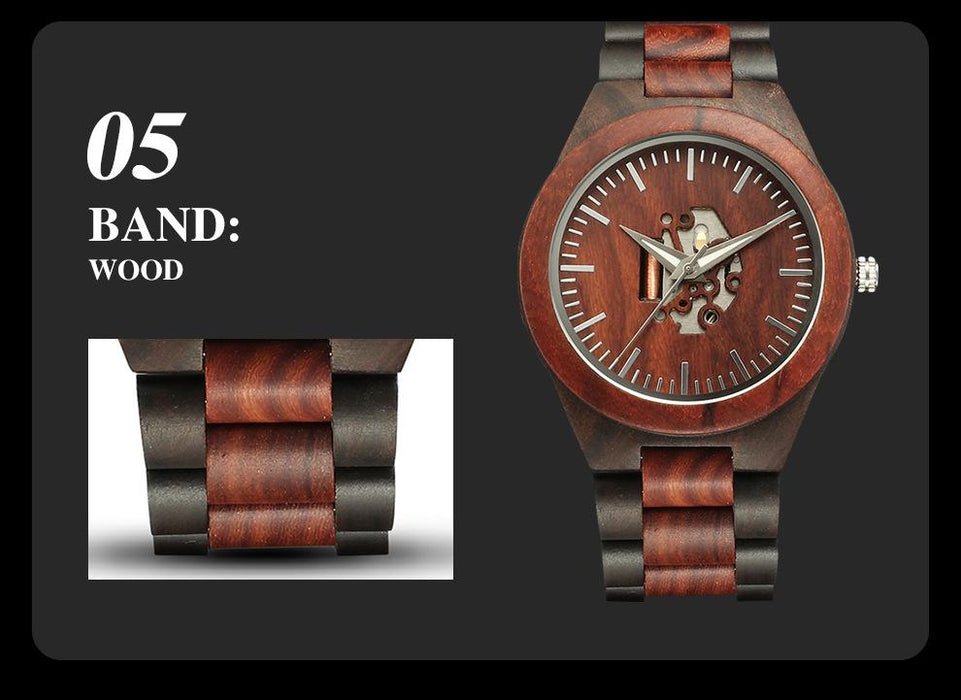 New Men's Hollow Wooden Watch Wooden Quartz Watch