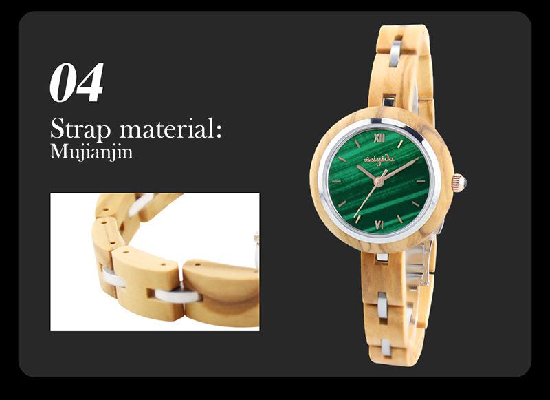 2022 New Classic Noble Green Quartz Wooden Watch