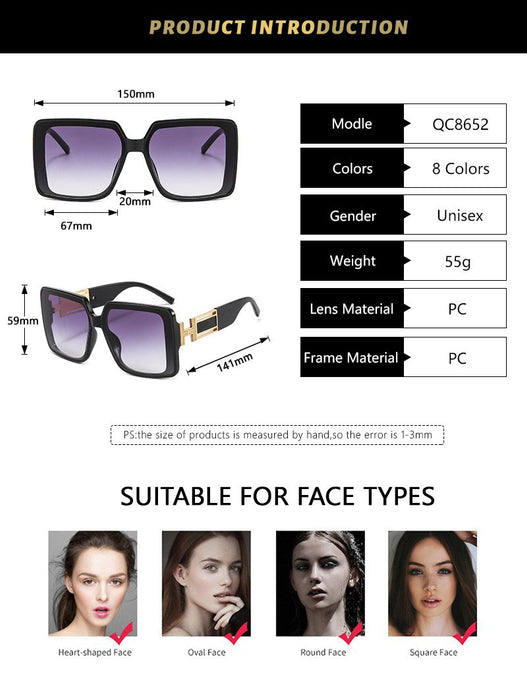 Sunglasses personality men's and women's large frame glasses