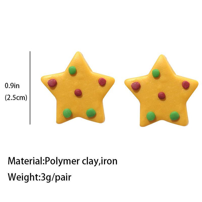 Soft Pottery Colored Stars Simple Temperament Earrings