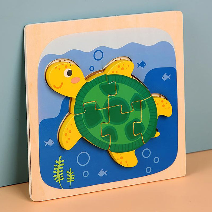 Wooden children cartoon three-dimensional jigsaw puzzle early education toy