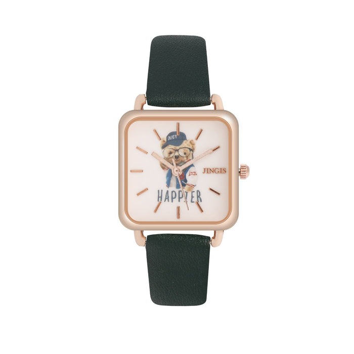 Simple Square Dial Cartoon Bear Watch Llz20007