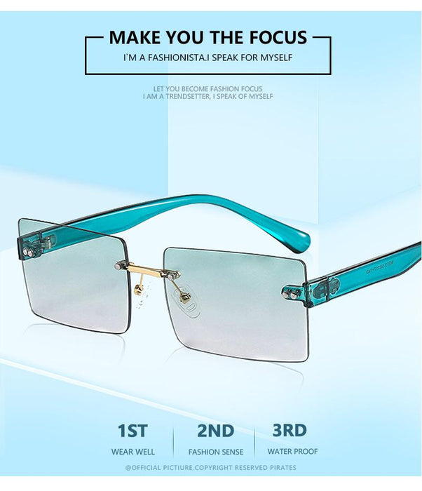 Square frameless color candy Sunglasses