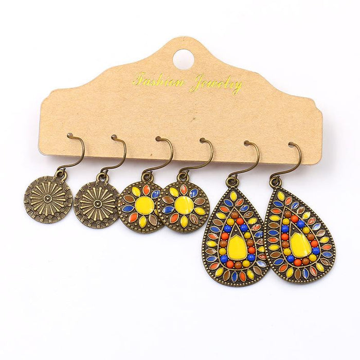 Flower Circle Earring Set female