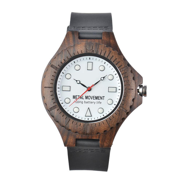 New Men's Large Dial Business Leisure Quartz Luminous Wooden Watch