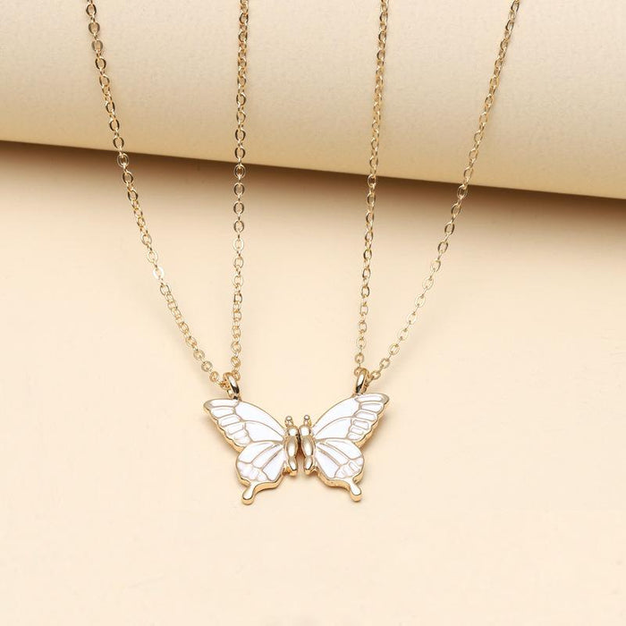 Colorful Butterfly Good Friend Magnet Set Necklace