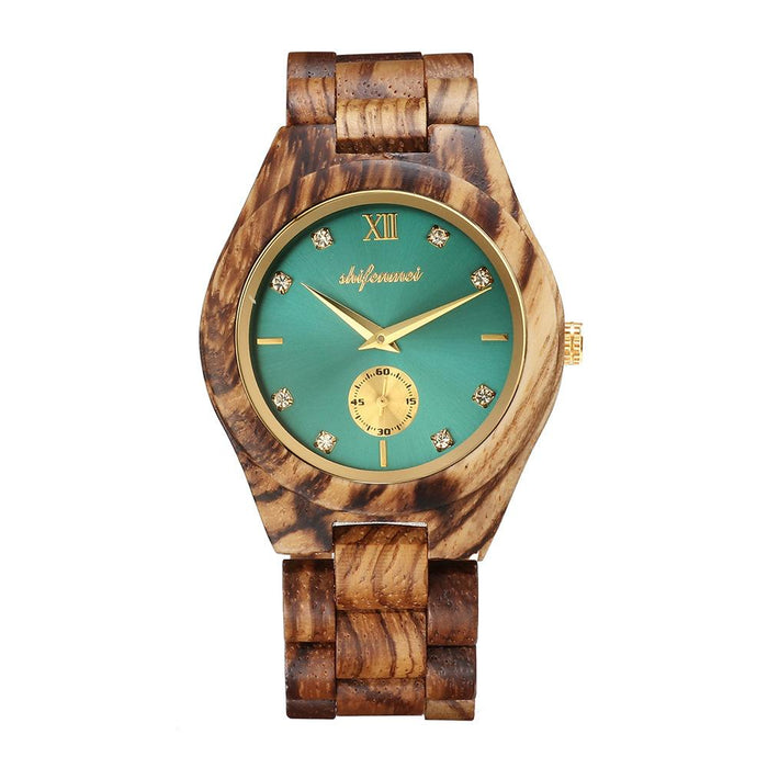 New Multifunctional Advanced Green Wood Quartz Watch