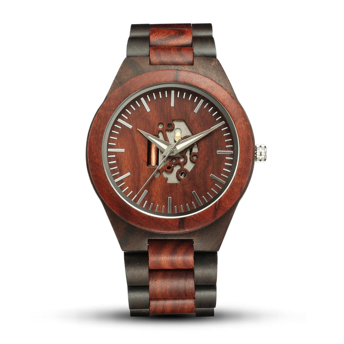 New Men's Hollow Wooden Watch Wooden Quartz Watch