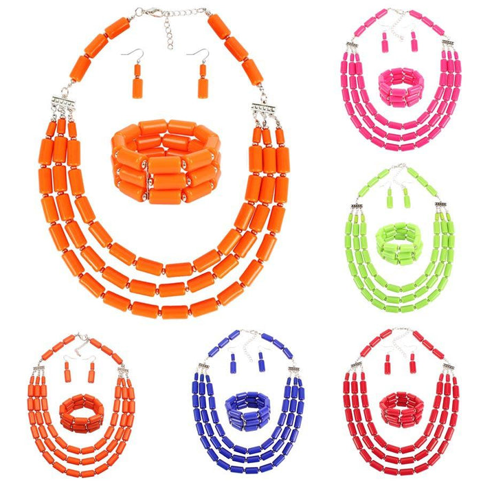 Women's Jewelry BEADED Three Piece Multi-layer Necklace Set