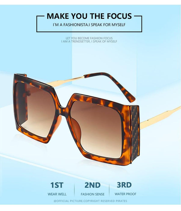 Square large frame Sequin light luxury Sunglasses