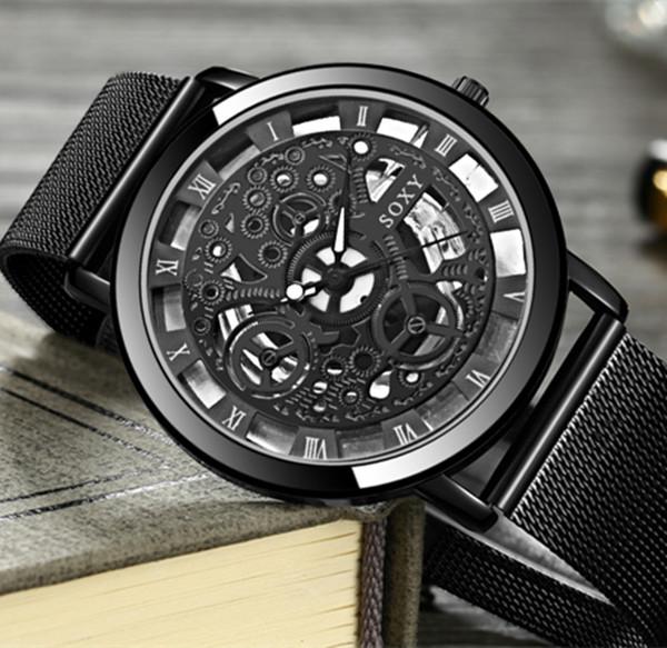 Hollow Steel Watches Men Retro Hombre Quartz Wrist Watch