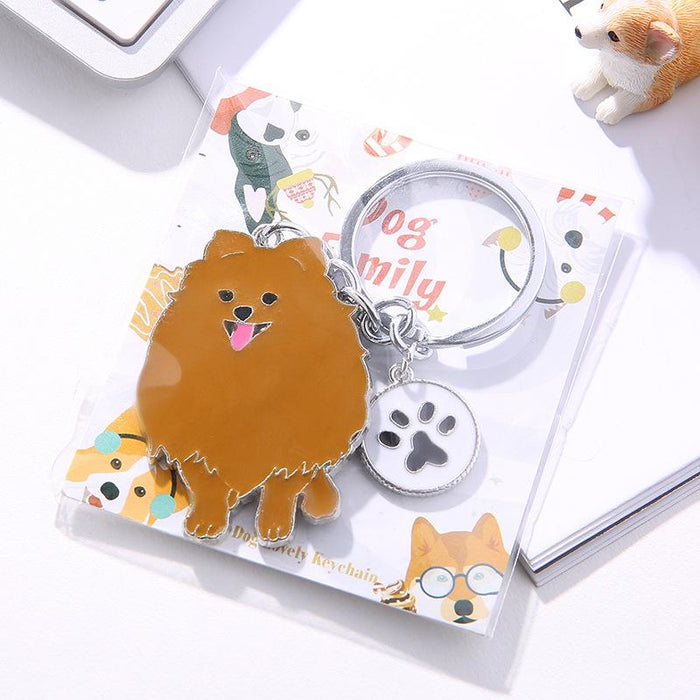 Multicolour Pet Dog Painted Zinc Alloy Keychain